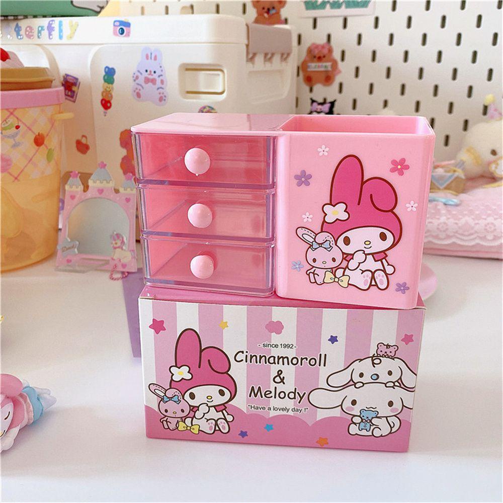 [Elegan] Tempat Pulpen Kawaii Plastik Kuromi My Melody Storage Box Kotak Organizer Siswa