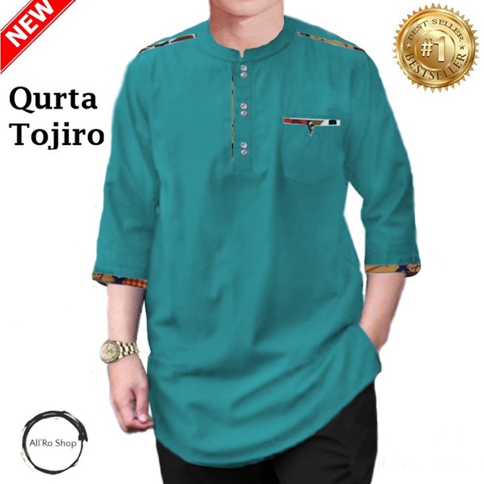 Baju koko Pria Dewasa Remaja Baju Koko Muslim Pria Terbaru 2021 Lengan 3/4 QURTA TOJIRO HS 23151 - T