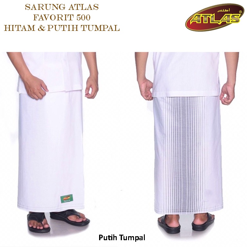 Sarung Atlas Favorit 500 Hitam Putih Polos Tumpal Sarung Atlas Dewasa