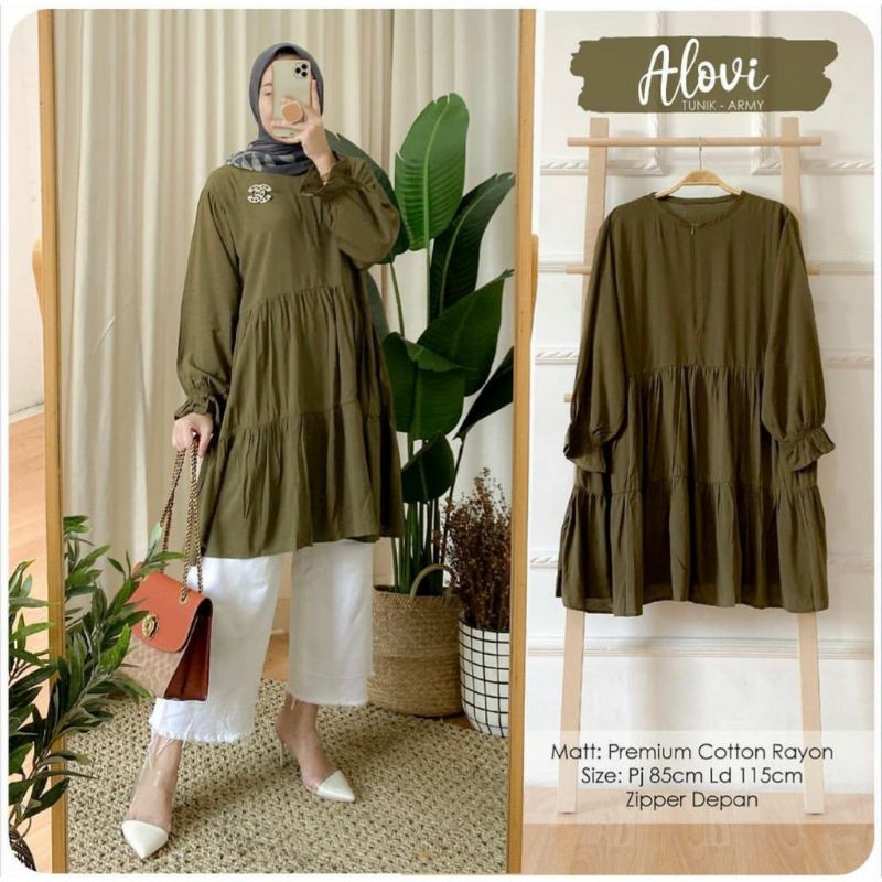 ALOVI TUNIK / ATASAN TUNIK POLOS / ATASAN TUNIK KATUN RAYON / TUNIK BUSUI RAYON