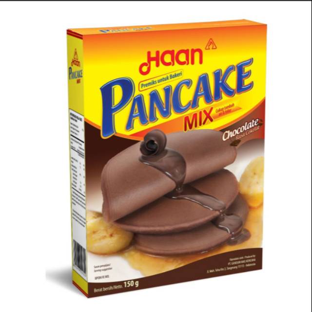 

HAAN Pancake Mix Chocolate. Coklat Pancake enak praktis lezat untuk sarapan 150gr