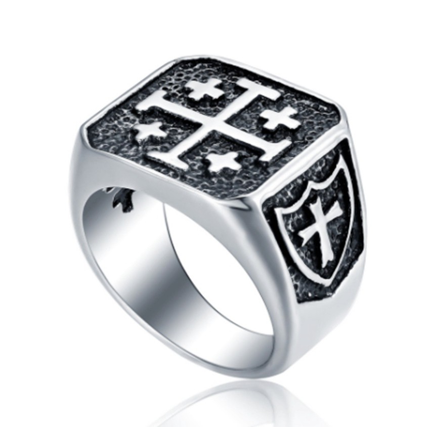 SEUSUK   Crusaders Religious Jesus Christ Knight Templar Military Jerusalem Cross Ring