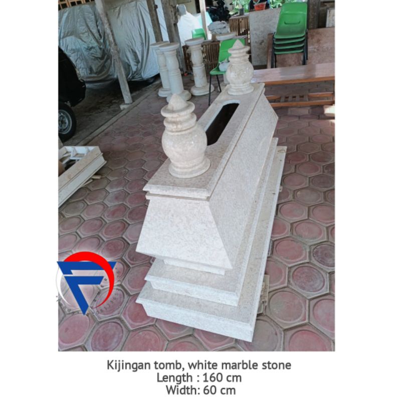 Kijingan makam batu marmer putih tulungagung P.160 L.60 free ongkir area jawa