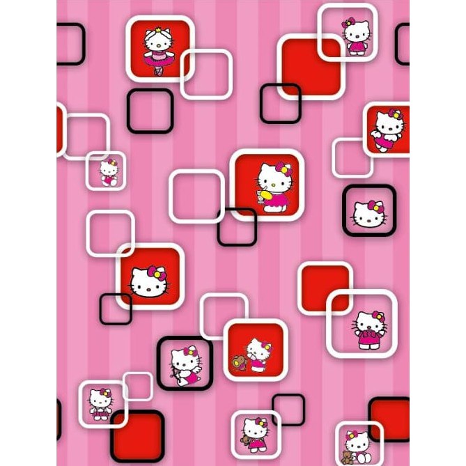 DEOS WALLPAPER  STICKER DINDING SALUR PINK KOTAK HELLO KITTY