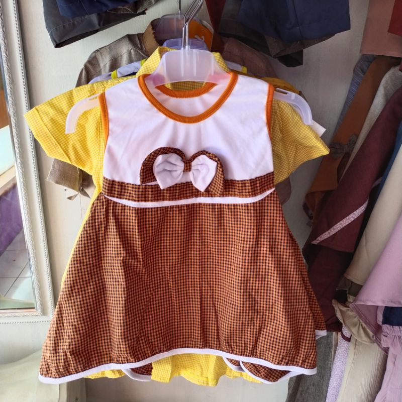 BAJU ANAK LEBARAN DREES ANAK CEWEK PITA 7-12 BULAN