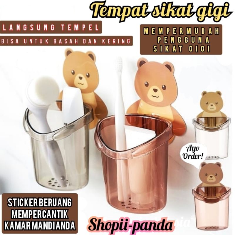 Rak Gantung sikat Gigi Kamar Mandi Motif Beruang⭐Shopii-panda⭐