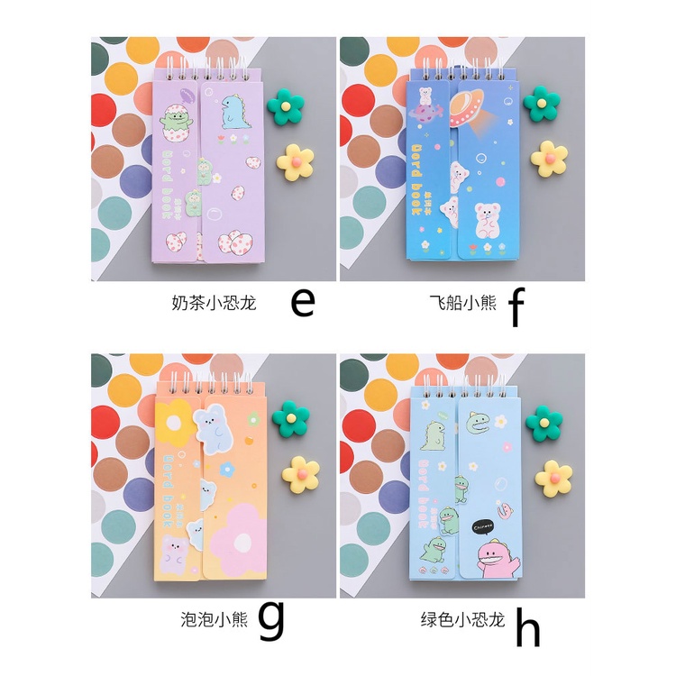 80 Sheet/pack Korean Style Light Color Dinosaur Bear Pattern Portable Miniature English Words Notebook for Student