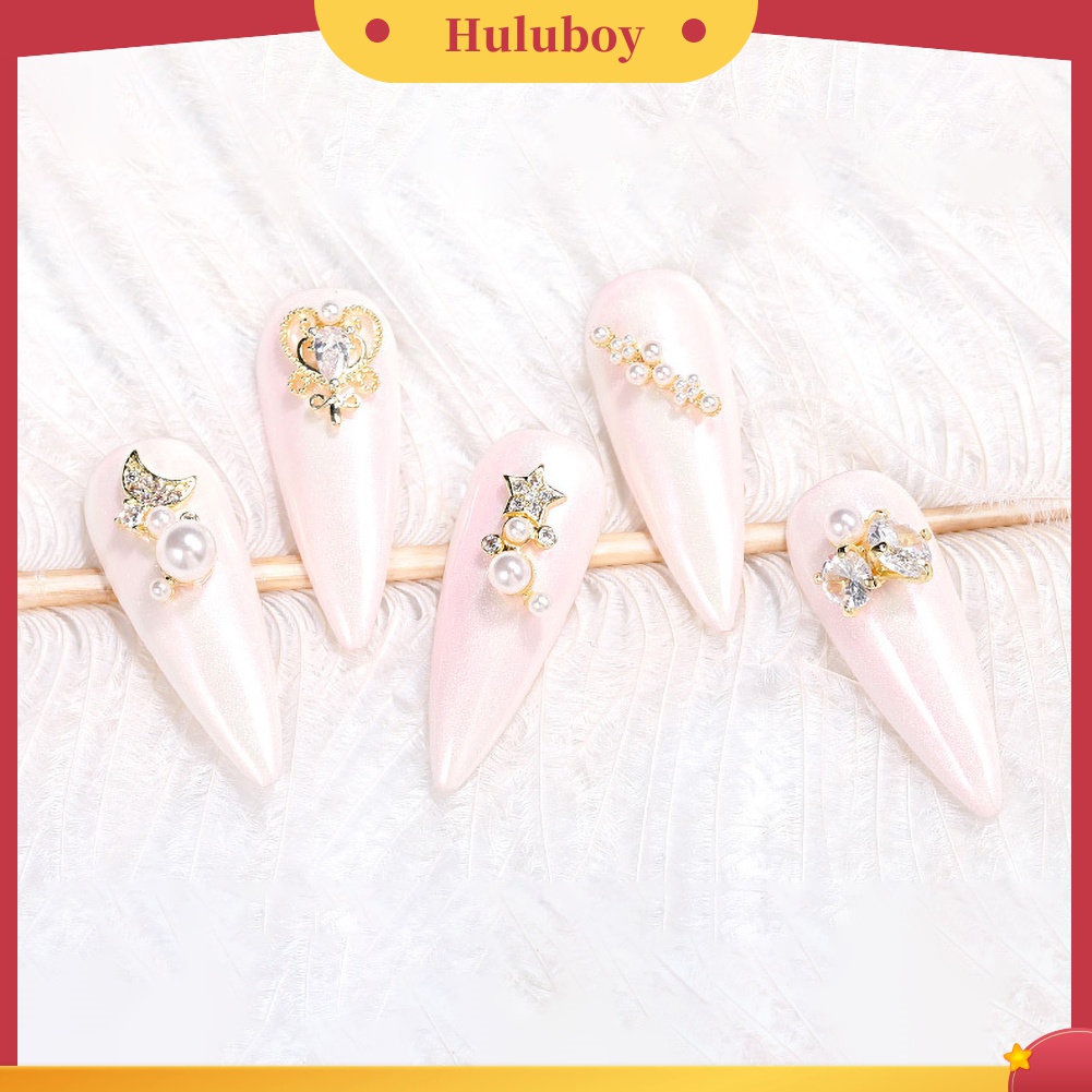 Huluboy Huluboy♡ 2pcs Perhiasan Kuku Cubic Zirconia Mewah Untuk Dekorasi Manicure