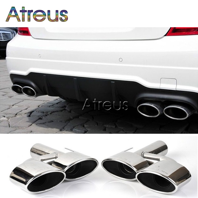 1 Kit Ujung Knalpot Bahan Stainless Steel 304 Untuk Mercedes W204 BENZ C-Class AMG W204