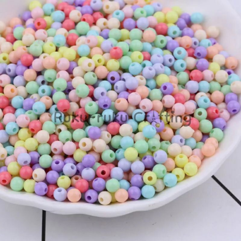 (20 gr) Manik Mote Susu Pastel Manik Bulat Pastel 4/6/8 mm