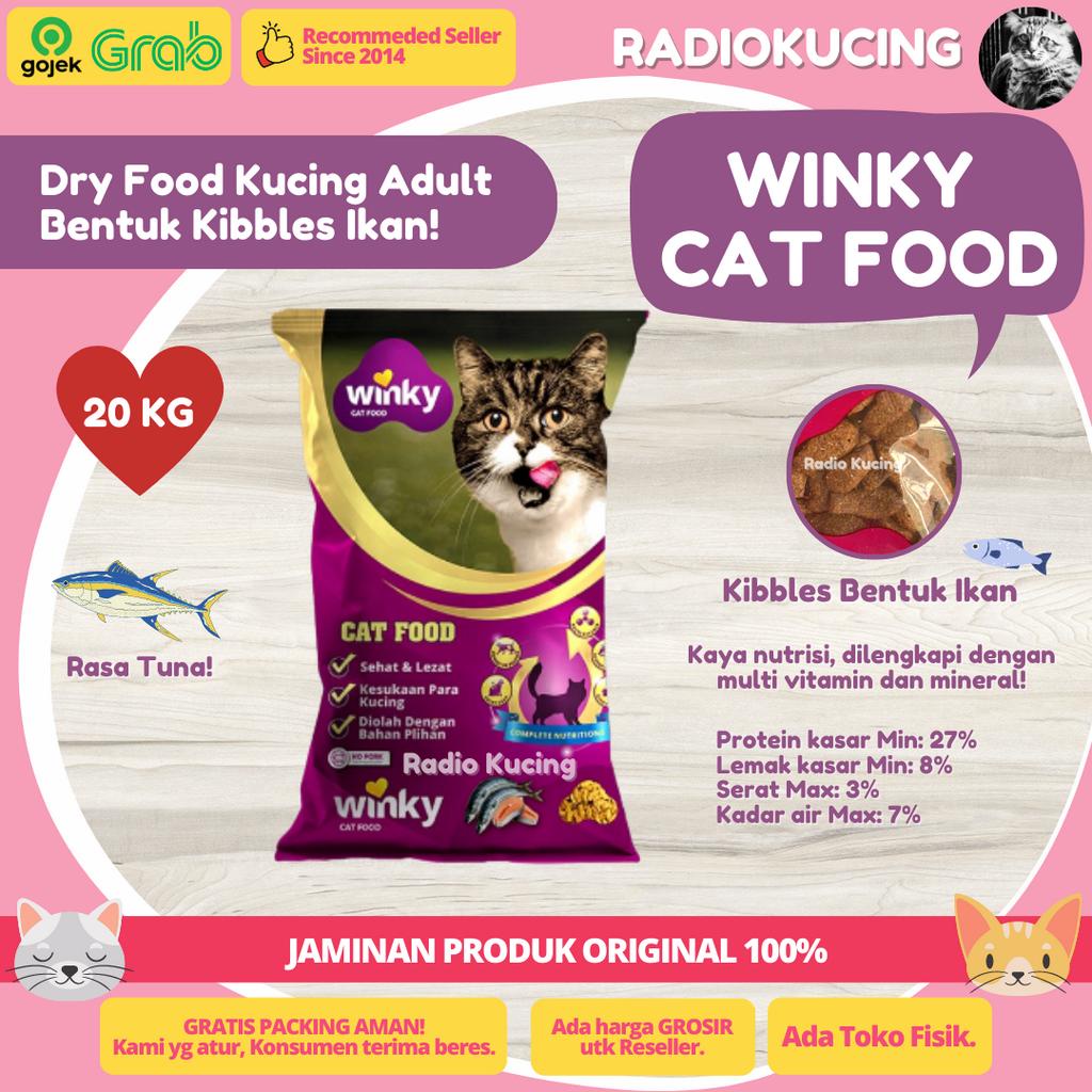 WINKY Cat Food 20 kg Freshpack Karung Kibble Ikan & Kibble Hati Makanan Kucing No Pork [ JUWIES RADI