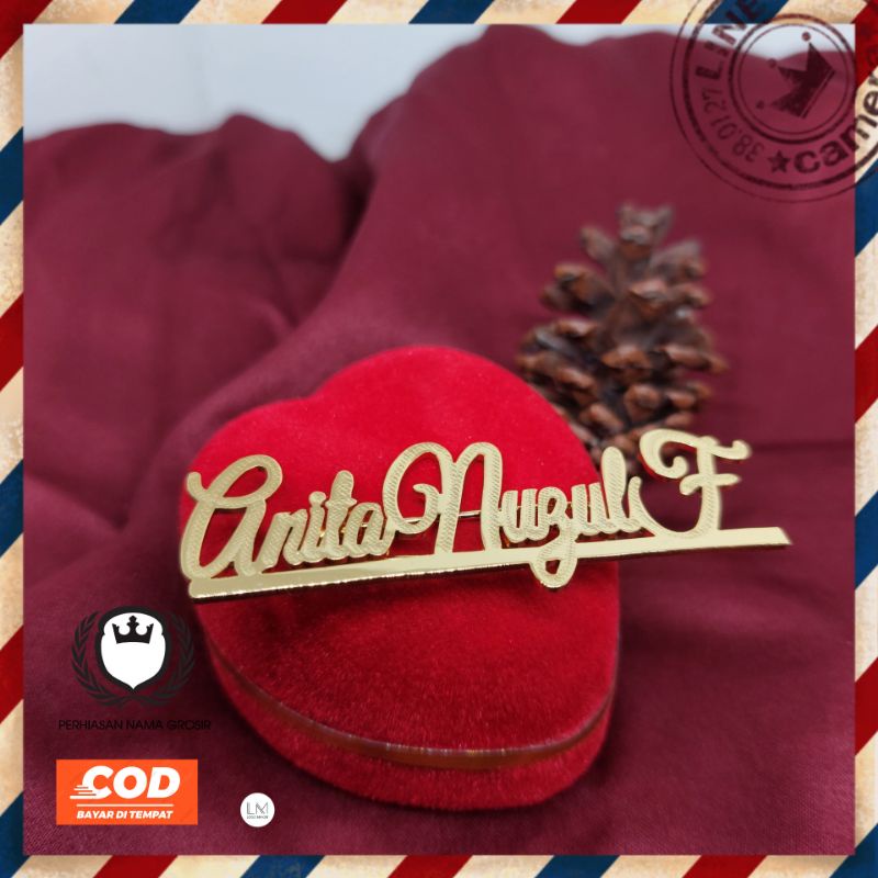 bros nama costum bros nama lapis emas bros nama hanmade