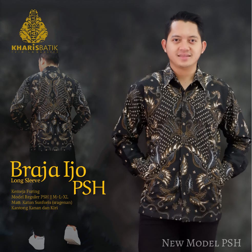 Braja Ijo Kemeja Batik Pria Modern Asli Solo Atasan Batik by Kharis
