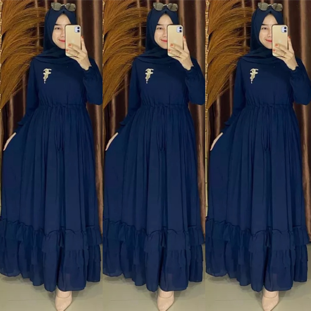 diana maxi ceruty bebydoll/ gamis syarii ceruty susun /gamis ceruty umpak