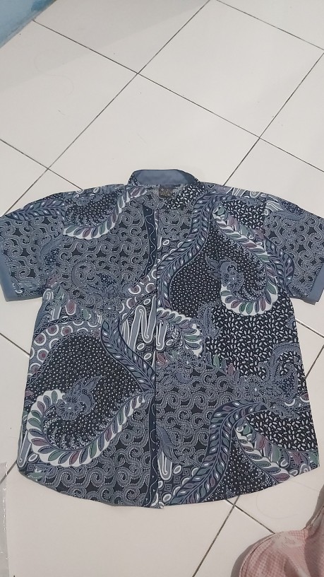 Kemeja Batik Couple Anak & Ayah Panjang / Pendek Warna Abu