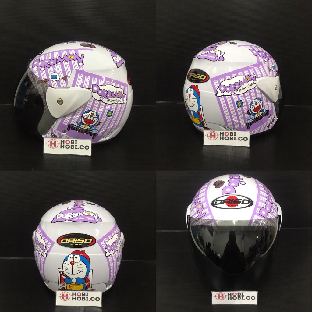 HELM EVOLUTION DORAEMON WHITE UNGU HALF FACE TERMURAH MODEL GM EVO
