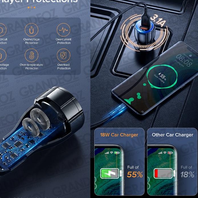 ← TAFFWERE 2 DUAL PORT USB CHARGER SMARTPHONE HANDPHONE 2 LUBANG QC mobil qualcomm QUALCOM 6A fast c