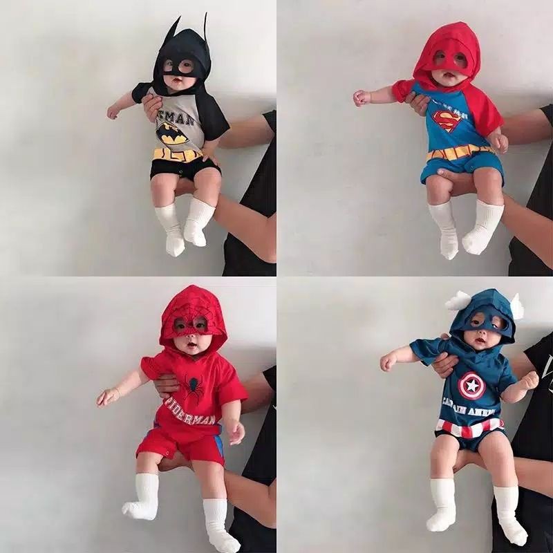 JUMPSUIT BABY / JUMPER BAYI MODEL SUPERMAN , BATMAN , SPIDERMAN, CAPTAIN AMERIKA / JUMPER BAYI