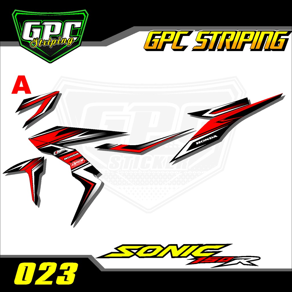 Sticker Striping sonic merah putih hitam -decal Stiker setriping Variasi List Motor GPC-023