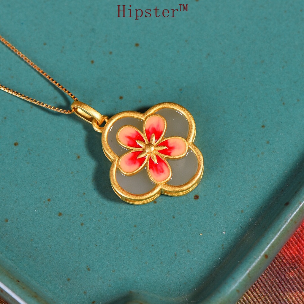 Gold Inlaid Hotian Jade Pendant Bracelet Set