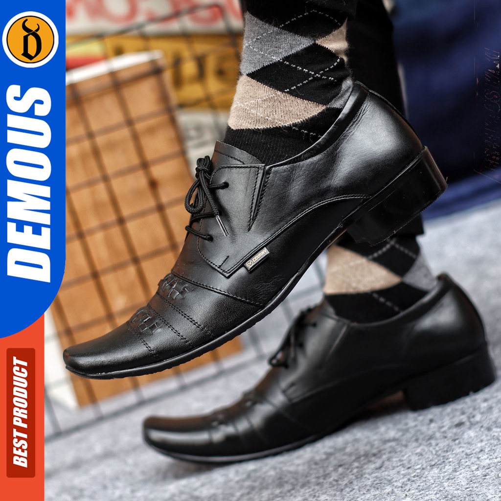 DEMOUS SUMAK - Sepatu Formal Pantofel Kerja Pria Hitam Kulit Asli