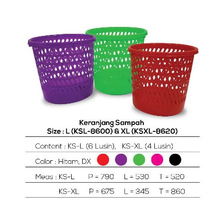 Keranjang sampah plastik / tong sampah/ tempat sampah bolong bak sampah warna ACAK
