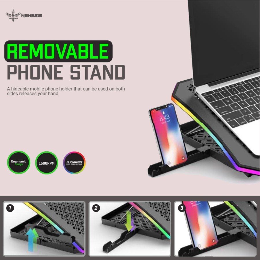 NYK Nemesis Coolingpad RGB X8 Artemis with Phone Holder