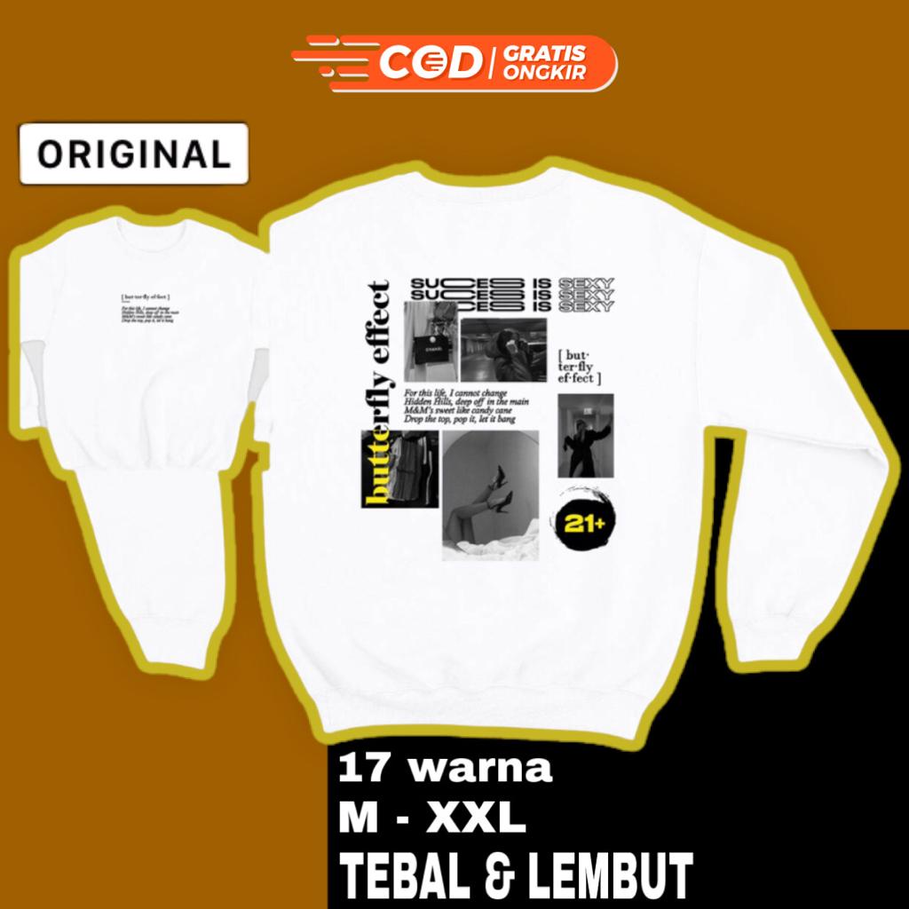 SWEATER BASIC DEPAN BELAKANG SABLON BUTTERFLY EFFECT UKURAN M-XXL kaos sweatshirt hoodie pakaian swi