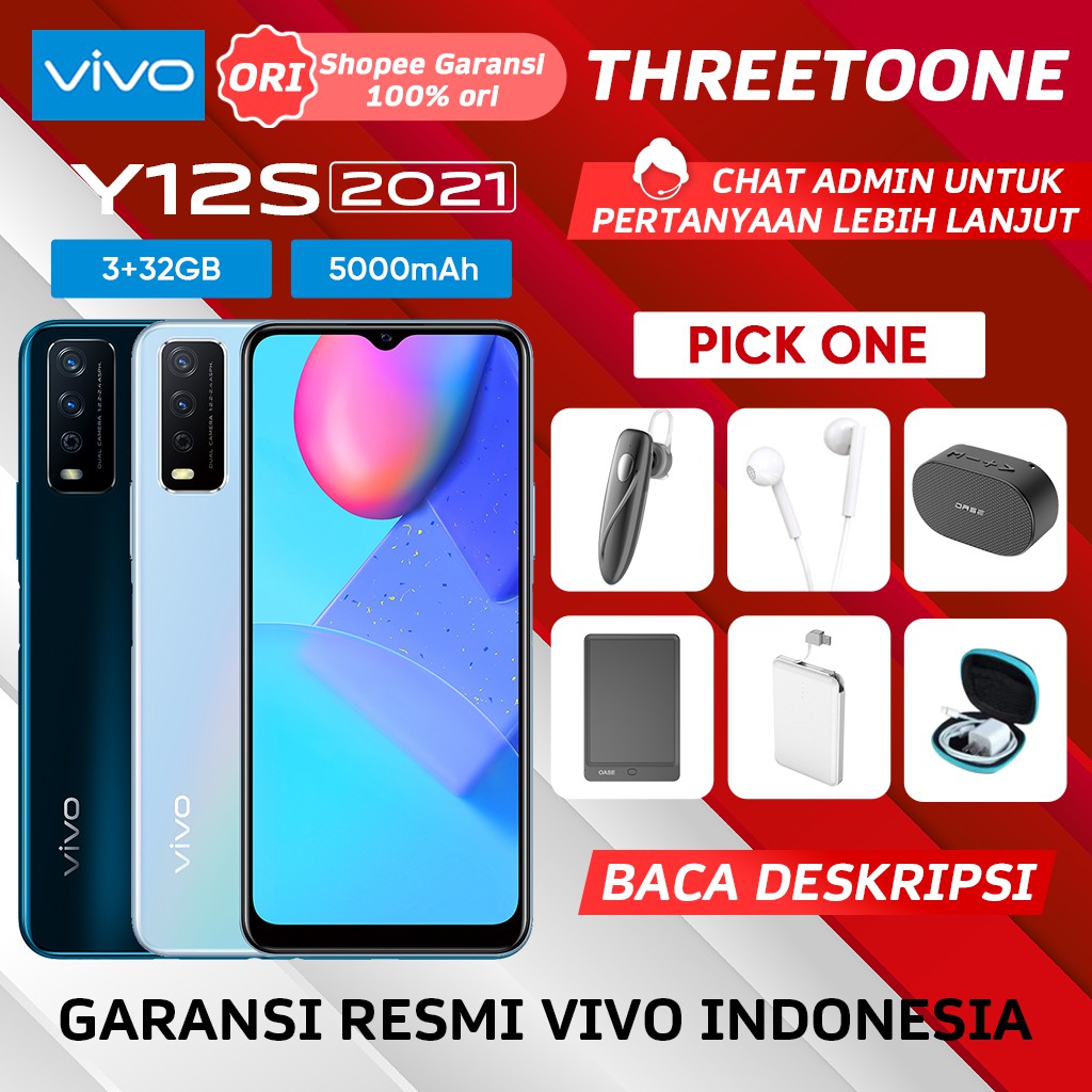 Vivo Y12i/Y12S 2021 RAM 3GB ROM 32GB Garansi Resmi 1 Tahun