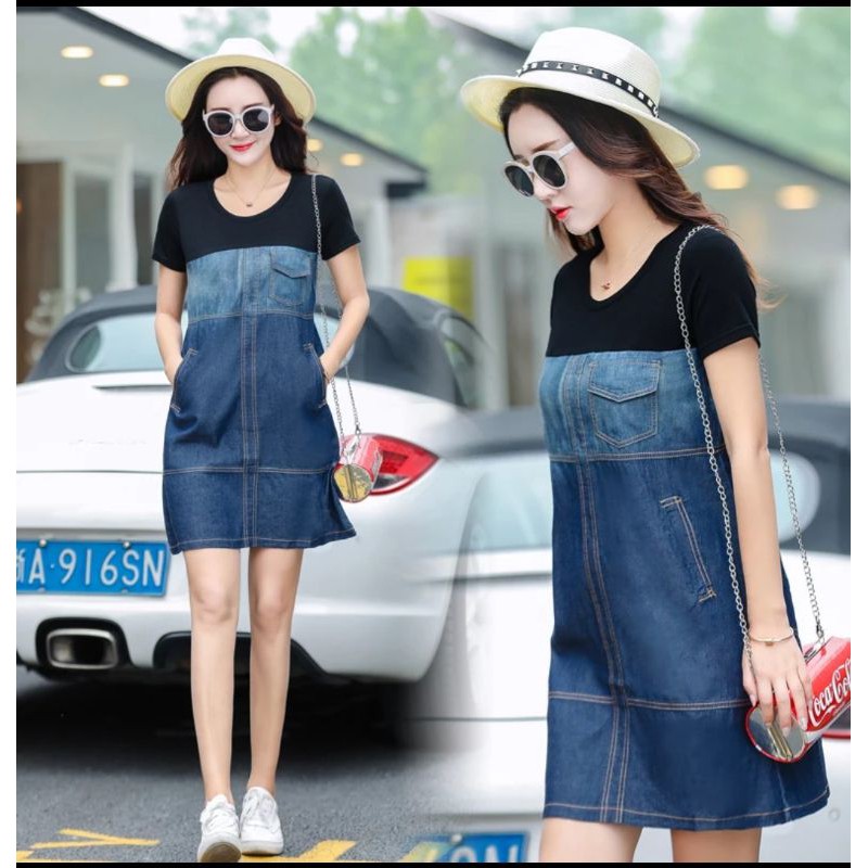 DRESS JEANS WANITA KOMBINASI BABYTERRI