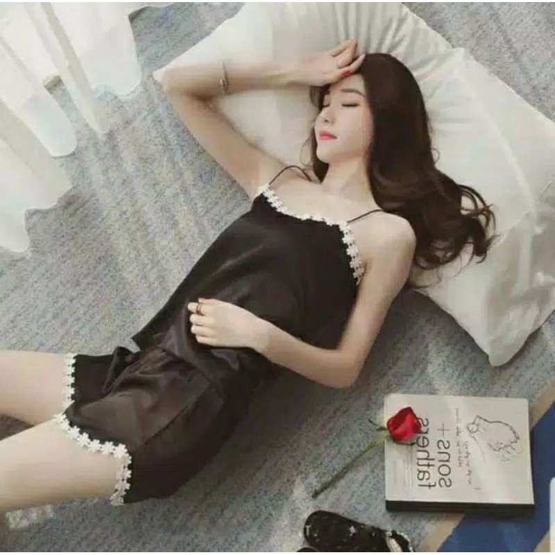 BAJU TIDUR SETELAN AMORA bahan SATIN  HALUS