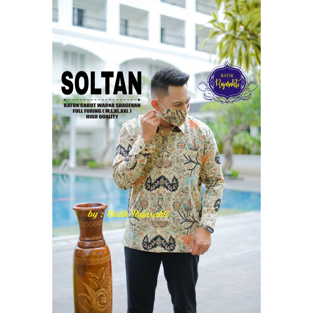 SOLTAN KEMEJA BATIK SOLO PRIA LENGAN PANJANG LAPIS FURING ATASAN BATIK PREMIUM MODERN KATUN HALUS BAHUWIRYA  BANAMITRA BANAMITRA PUTIH BANGSAWAN BAYU PUTRA BERLIAN BIRU BHARATAYUDA BIMASENA BIRENDRA BIRU INDAH BRAHMAKERTA BRAHMAKERTA MERAH BUDIDRAWA BULAN