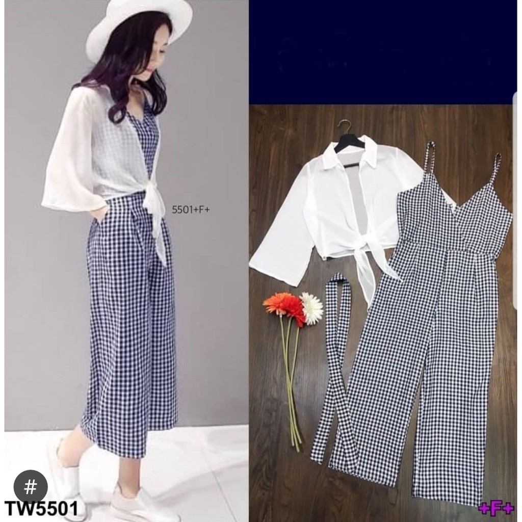 *[HNFK] Setelan Overall / Setelan 2in1 Popol / Set wanita Overal One Set Lengan Kekinian