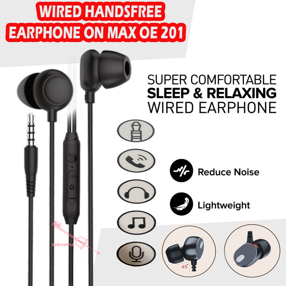 Handsfree Sensory Wired Earphone For ASMR ON MAX OE 202 Unit Only Headset Headphone ONMAX  Handsfree Sensory Wired Earphone  201 warna - ACAK / RANDOM