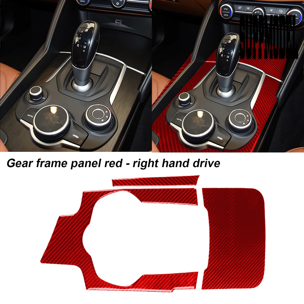 Suppmodelx &lt; 3Pcs / Set Sticker Dekorasi Panel Shifter Gigi Mobil Alfa Romeo Giulia 17-19 Kanan Bahan Serat Karbon