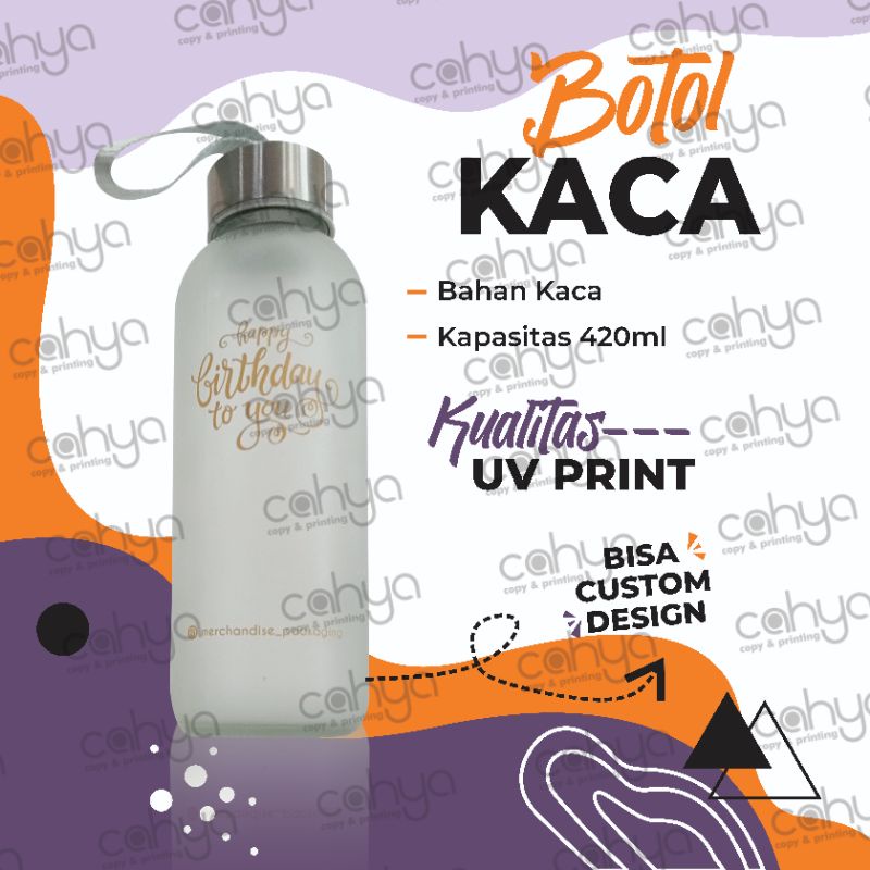 SOUVENIR TUMBLER KACA DOFF CUSTOM/ BOTOL KACA CUSTOM/ BOTOL MINUM KACA