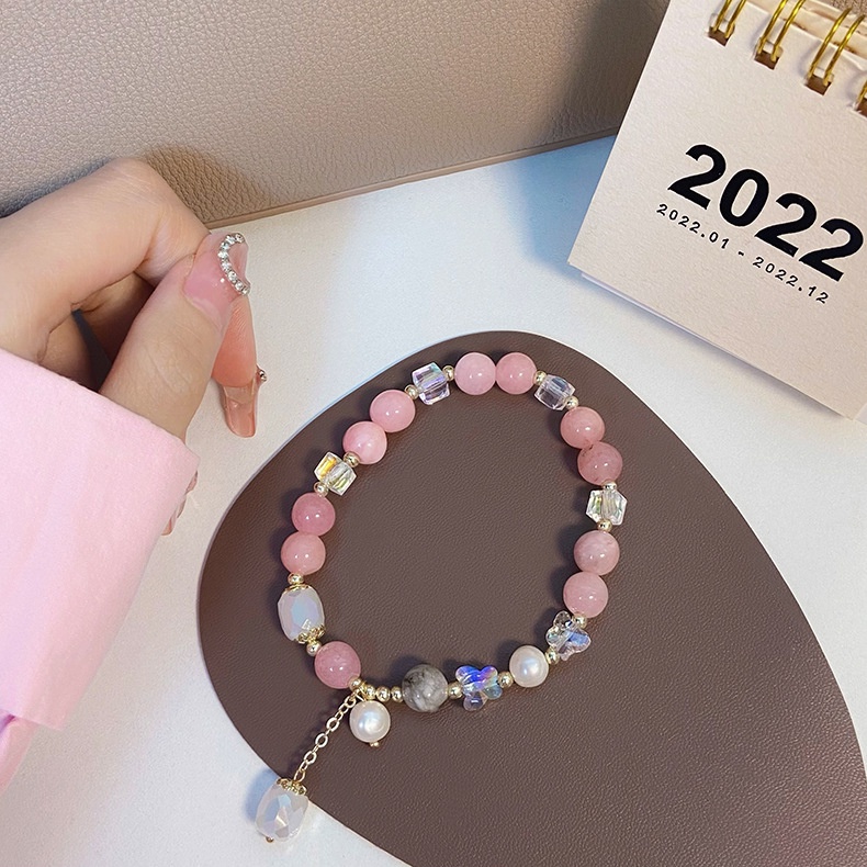 Gelang Manik-Manik Giok Hetian Alami Bentuk Tulip Warna Putih Untuk Wanita