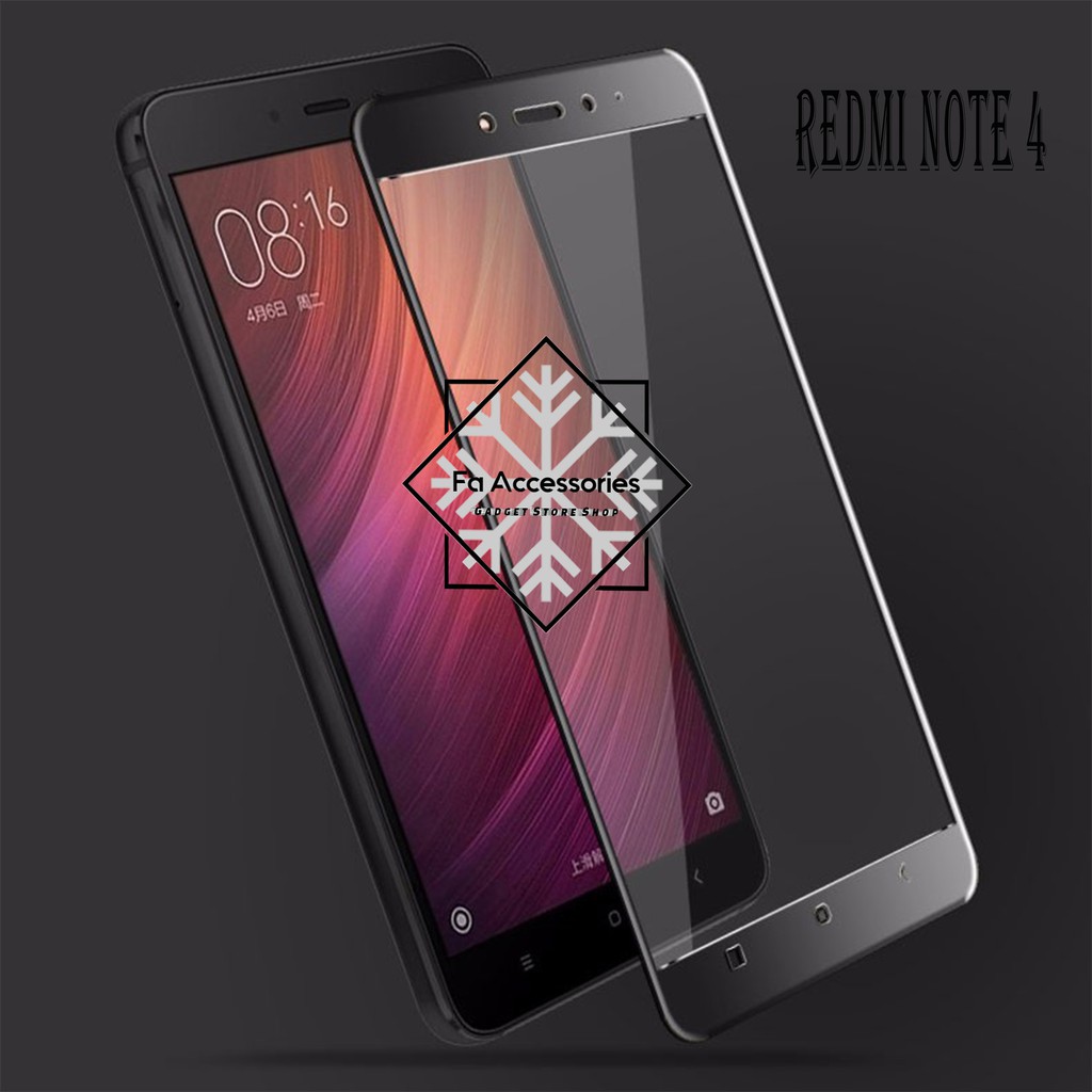 TEMPERED GLASS 5d full lem XIAOMI REDMI NOTE 4 HITAM PUTIH