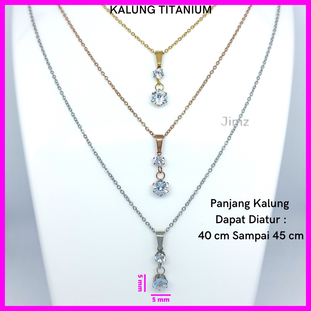 Jimz - Kalung TItanium Asli Zircon Liontin Korea Anti Karat Anti Luntur Fashion Perhiasan Aksesoris Wanita Nagita