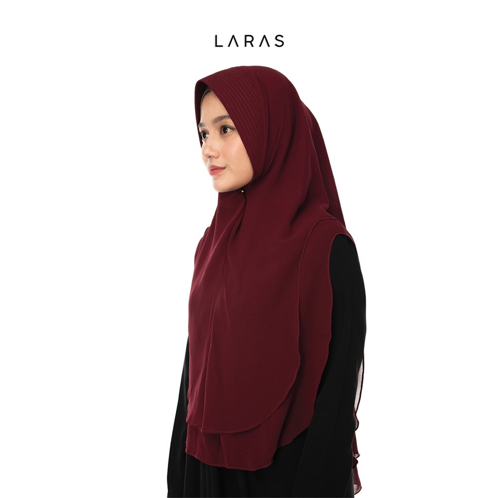 Kerudung Hijab Khimar Instan Bergo Dua Layer Ceruty Babydoll Premium Warna Maroon By Laras