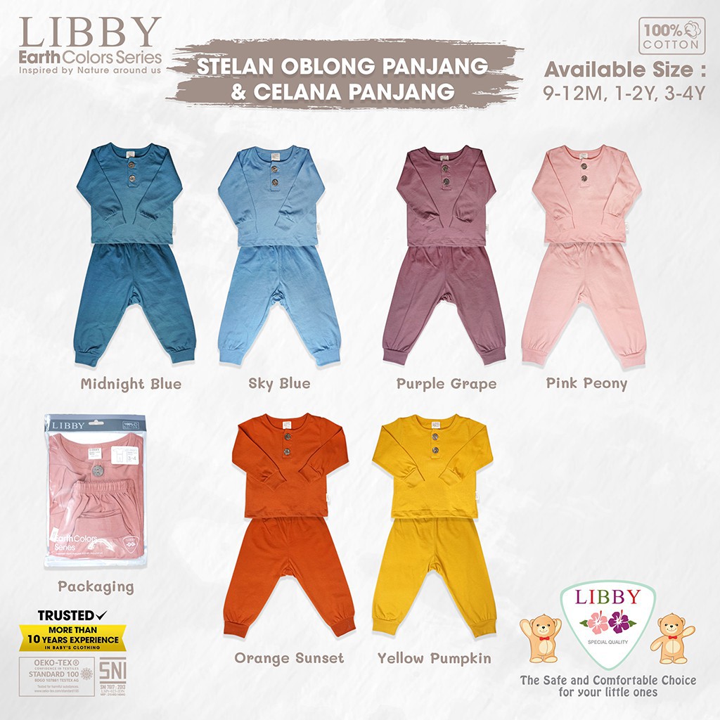 LIBBY EARTH COLORS SERIES Setelan Oblong Panjang - Celana Panjang (1 setel/pack) | 3 - 6 Tahun