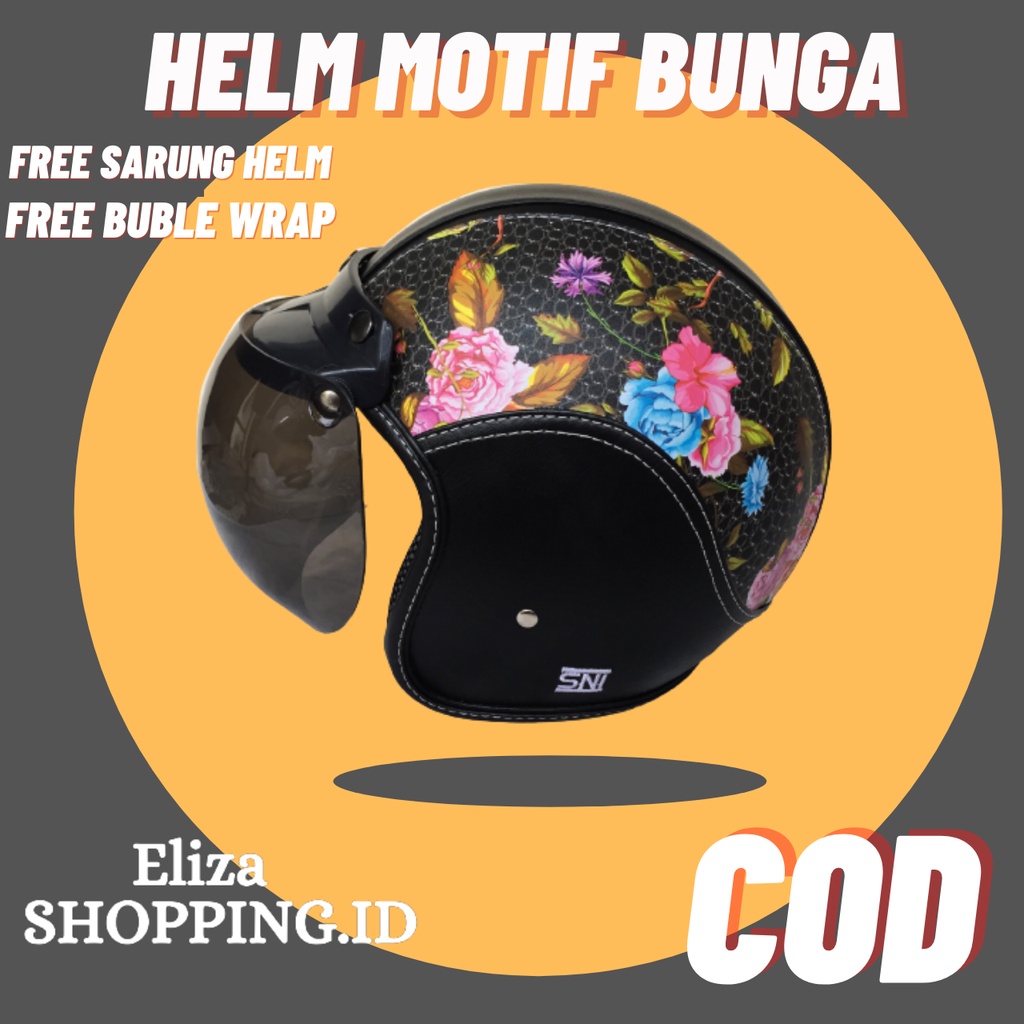 helm bogo kulit dewasa helm wanita dewasa sni motif bunga