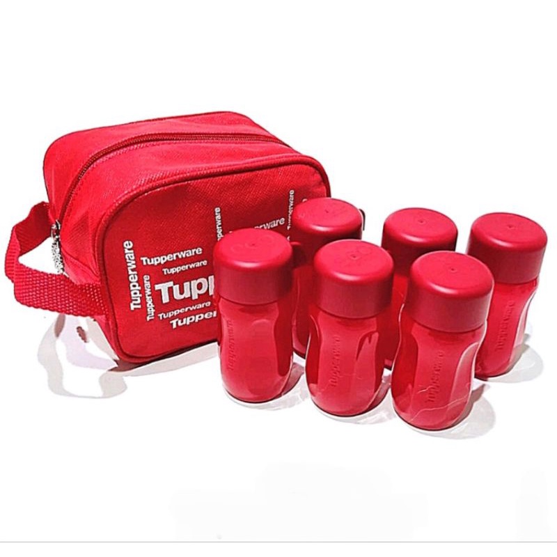 Botol Kecil Tupperware Mini Bottle Set with Pouch (Red)