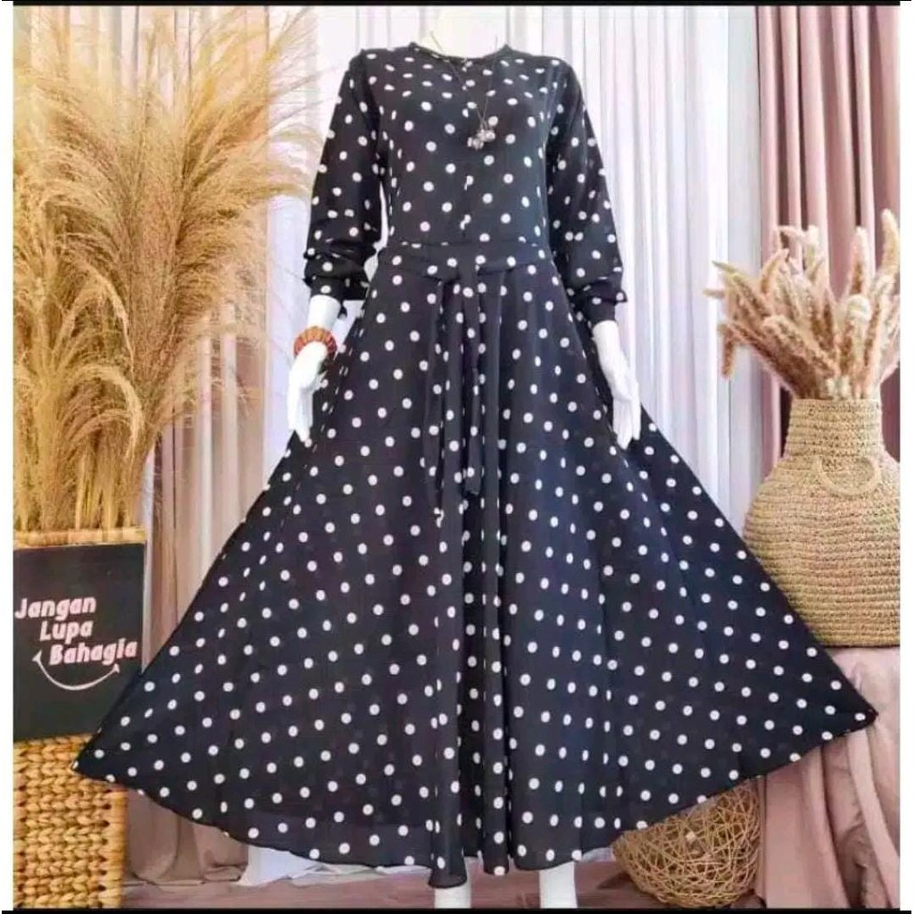 Gamis polkadot terbaru paling laris 2021 gamis polkadot katun busui