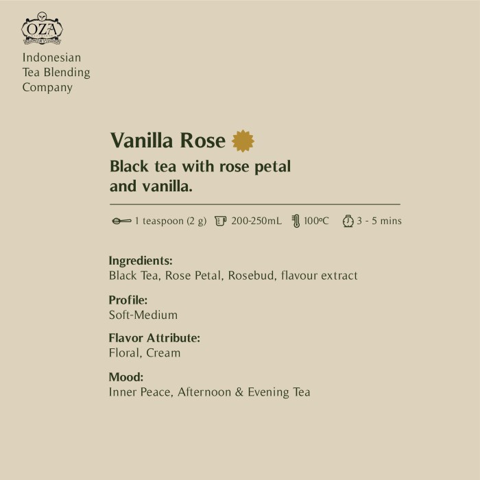 

teh-daun- oza tea - vanilla rose | black tea | 40 gram (20 cups) -daun-teh.