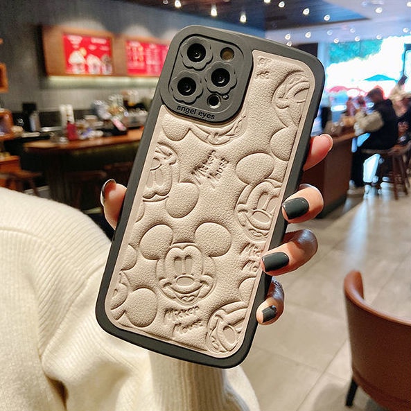 Timbul Mouse Kulit Ponsel Case untuk IPhone 12 13 11 Pro Max X Xs Max Xr 7 8 Plus Yymq