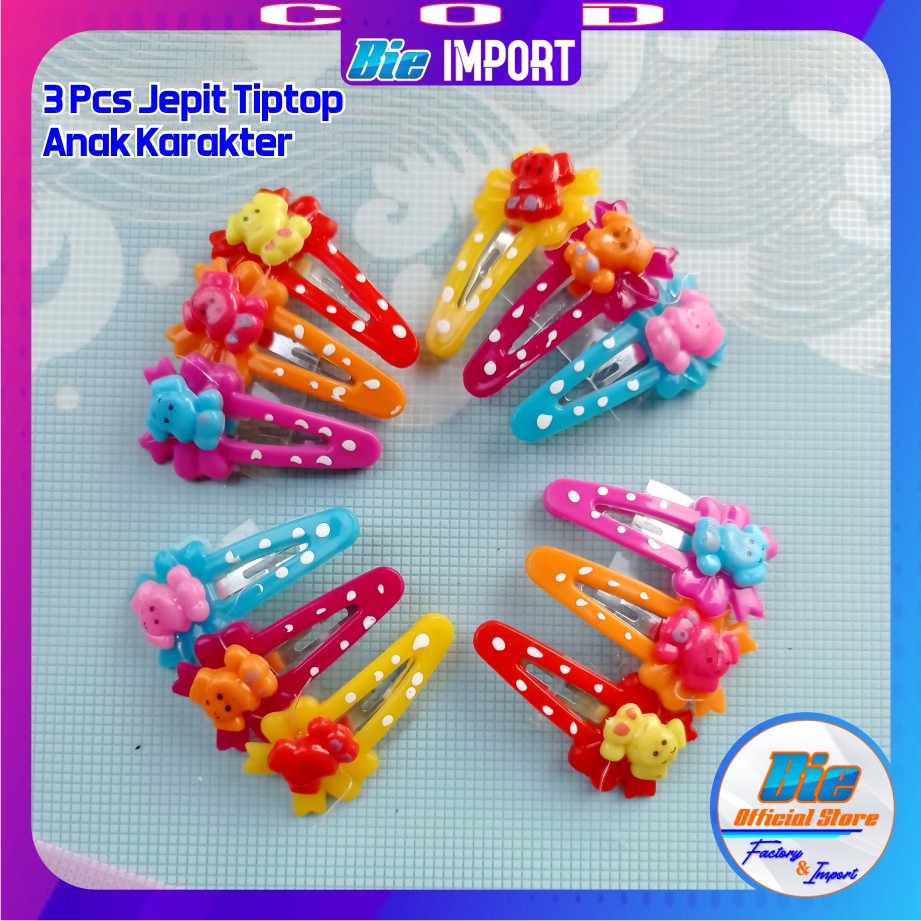 4 Pcs Jepit Tiptop Anak Karakter Lucu Impor Best Seller