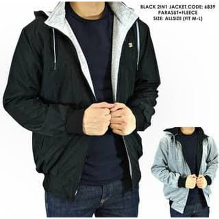 Jaket Pria Bb 2in1 Bolak Balik Parasut Cowok Waterproof Dc Murah Original