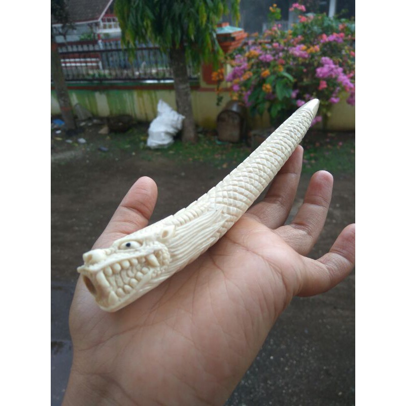 once pirok tanduk rusa ukir 19cm lubang multifungsi