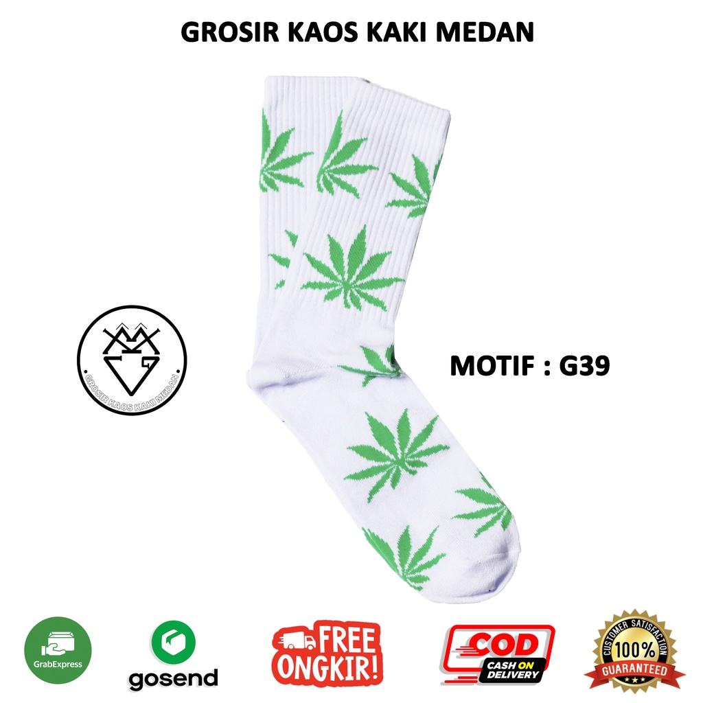 DISKON KAOS KAKI SKATE OLDSCHOOL MOTIF RASTAFARA PUTIH STRIPE G39 CEWEK COWOK GROSIR MEDAN